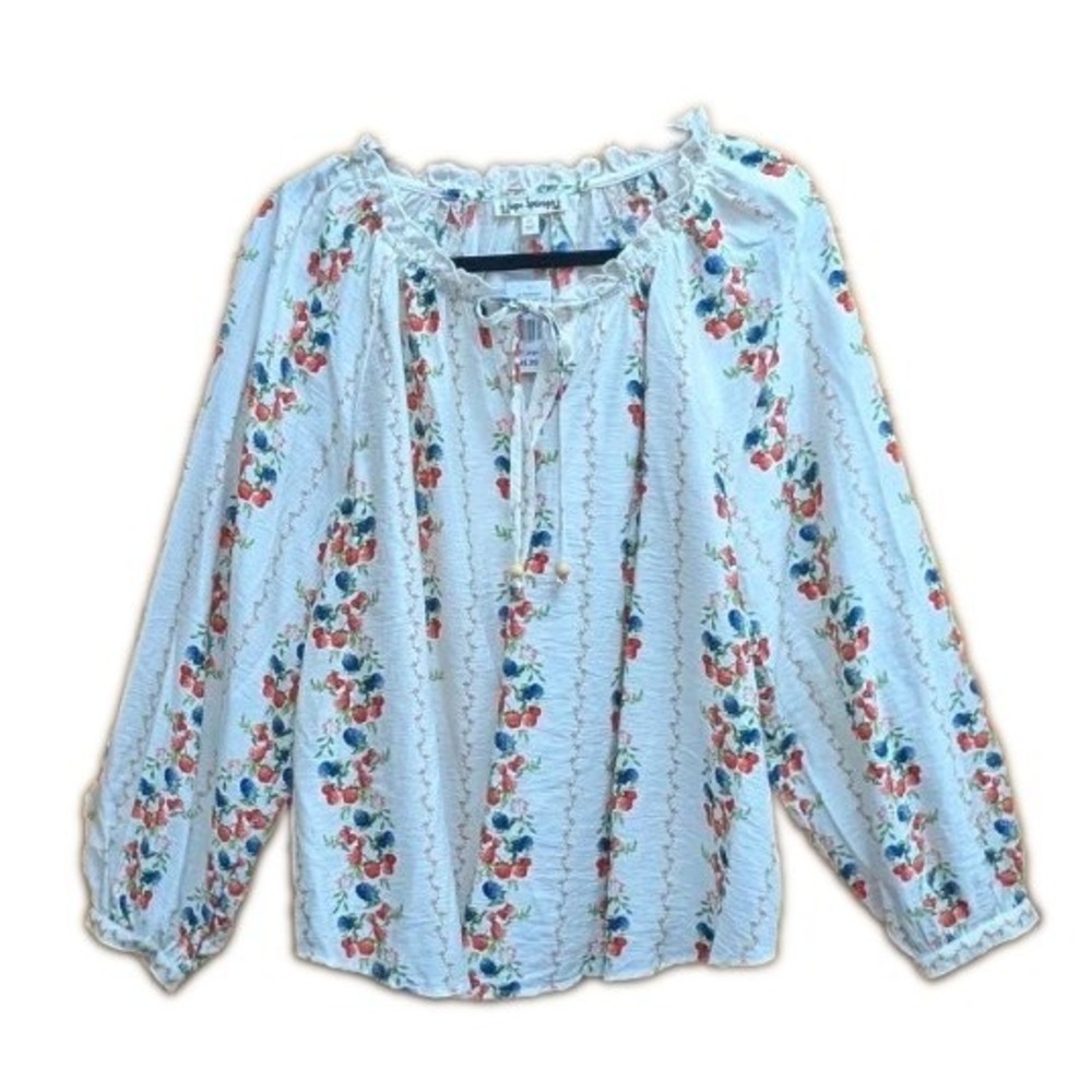 Hope Springs Women's Tunic XL NEW Floral Pullover Boho Indie Peasant Top Ruffle